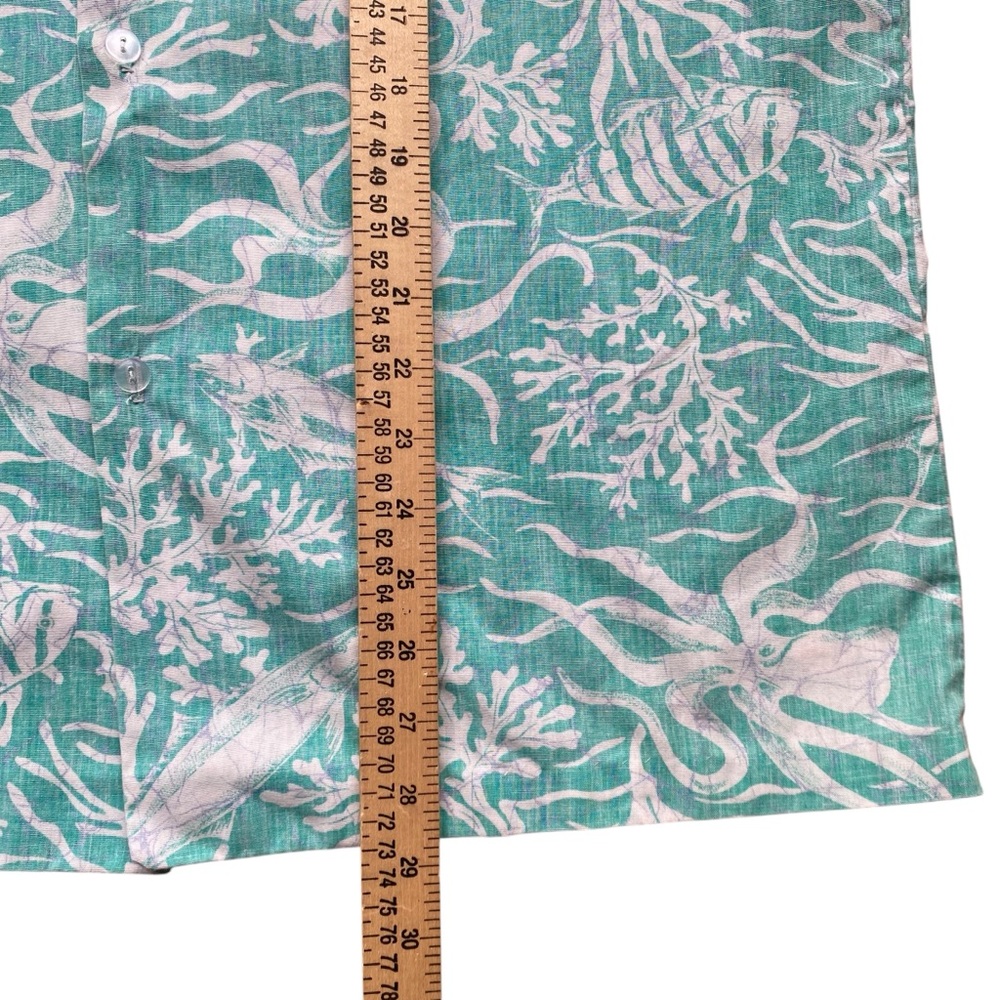 Kolekole Vintage Hawaiian Shirt Mens Large Green Floral Fish Print Pattern AOP - Picture 7 of 7